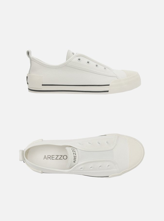 Tênis Slip On Branco Couro Elástico