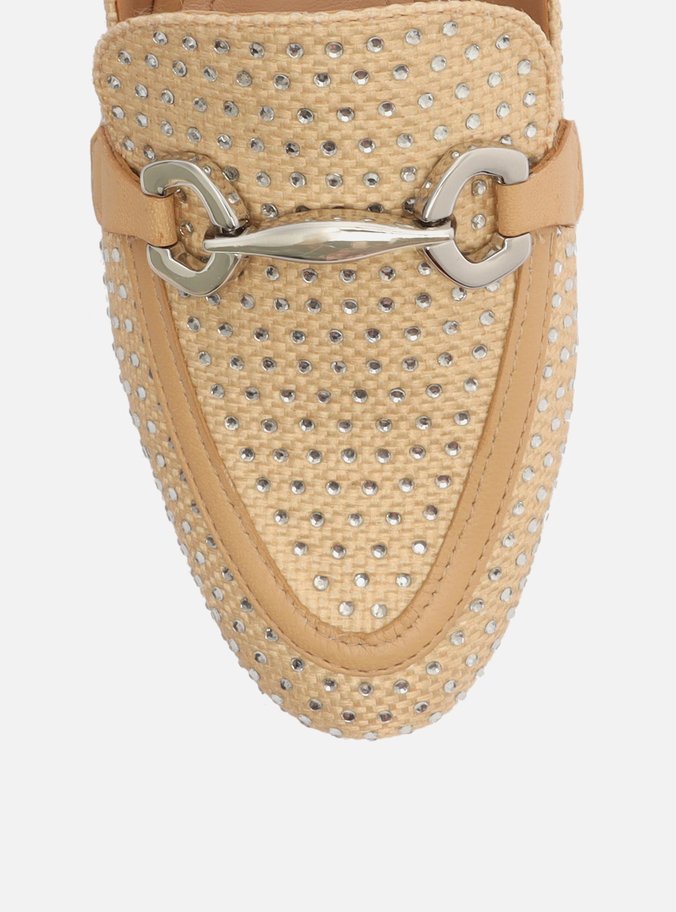Mocassim Nude Tecido Strass Bridão