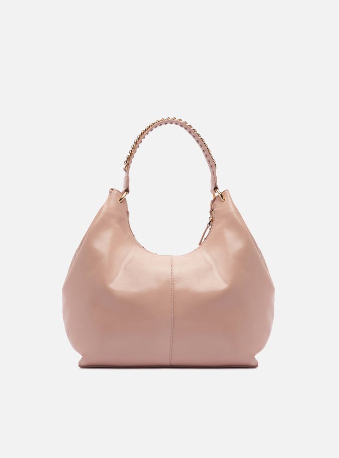 Bolsa Hobo Média Couro Rosa Corrente