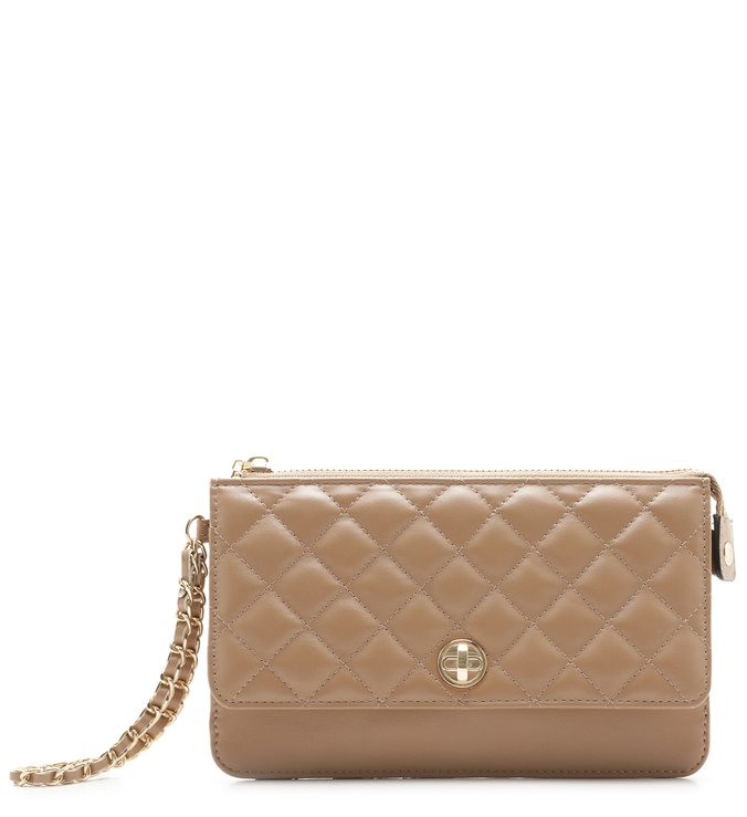 Necessaire Nude Matelassê Corrente Soft Avelã