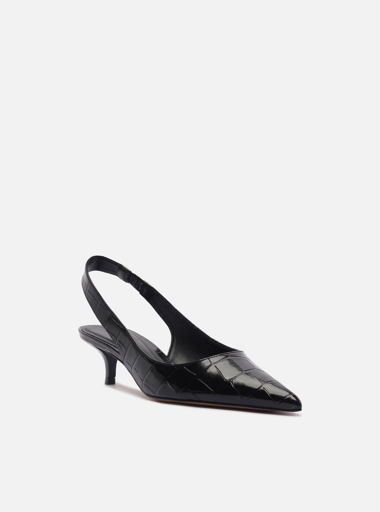 Scarpin Preto Croco Salto Fino Slingback — foto 2