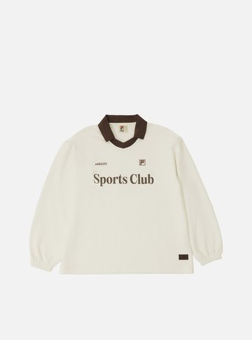Arezzo — Blusa Manga Longa Branca Estampa Sports Club