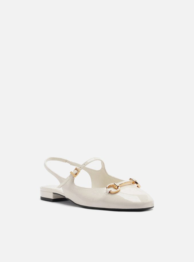 Sapatilha Boneca Branca Verniz Slingback Bridão
