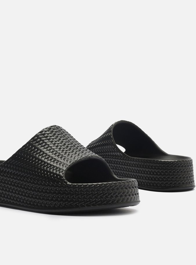 Slide Preto Tressê Flatform Tira