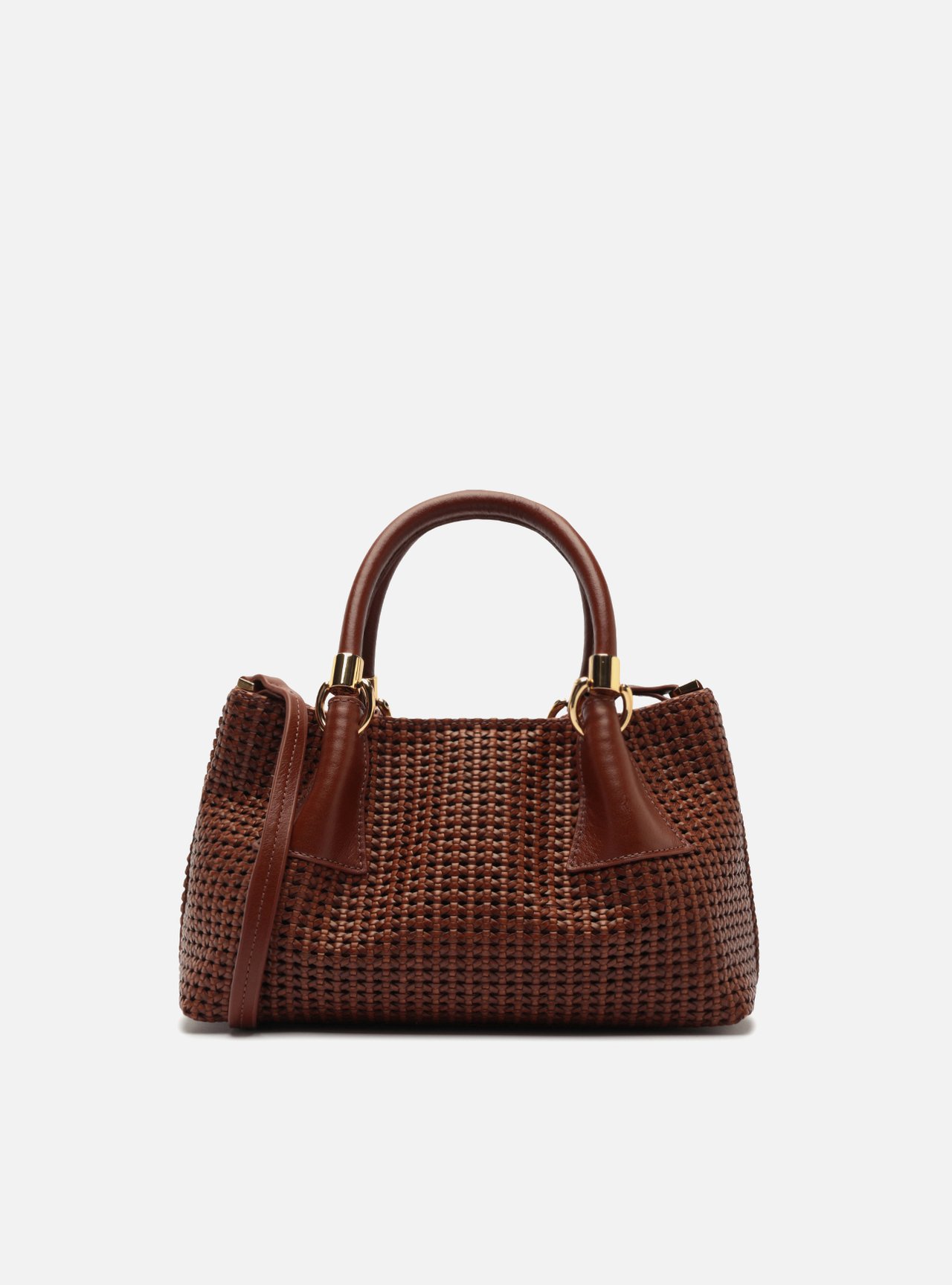Bolsa Tote Marrom Couro Média Tressê — foto 3