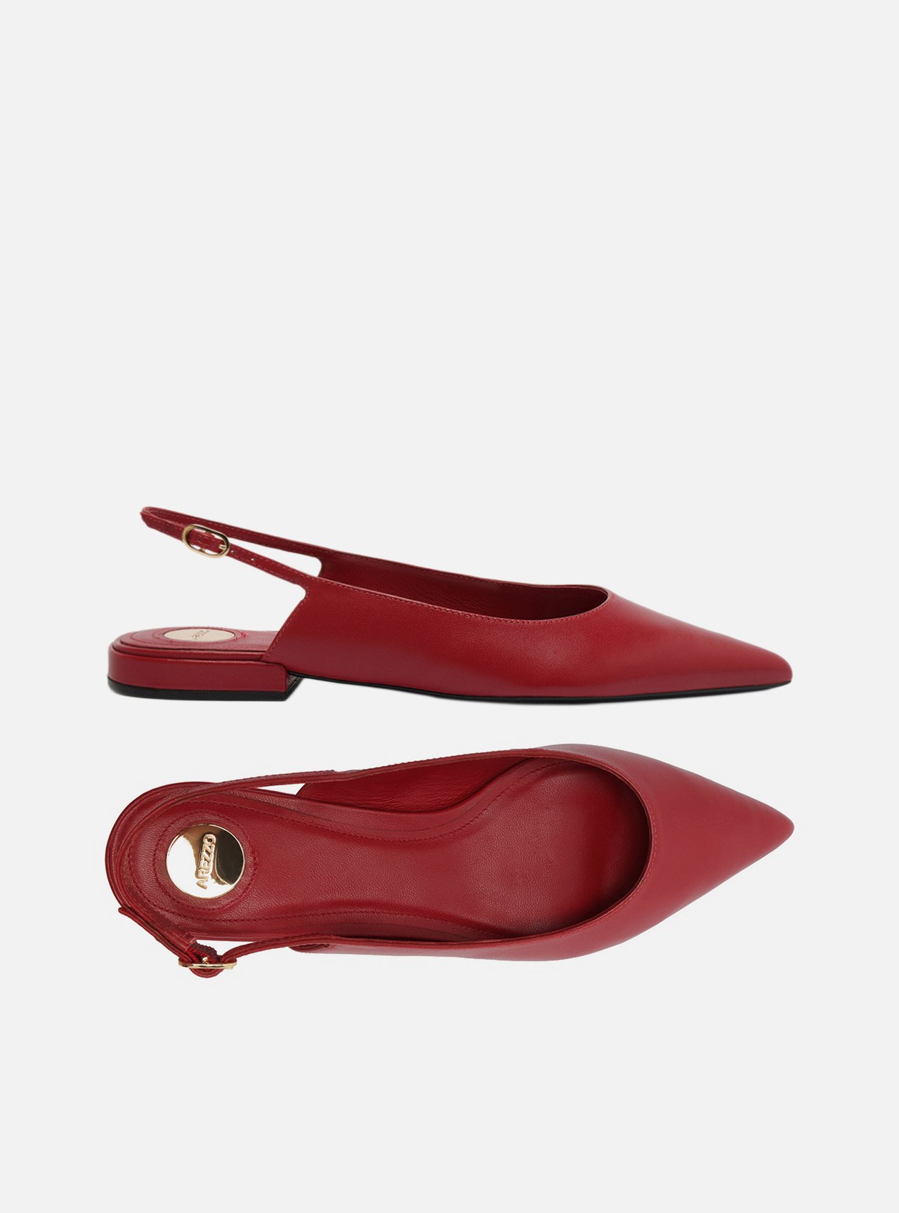 Sapatilha Vermelha Couro Slingback Bico Fino — foto 5