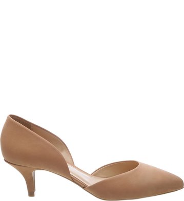 Scarpin Nobuck Recortes Baixo Nude Vintage