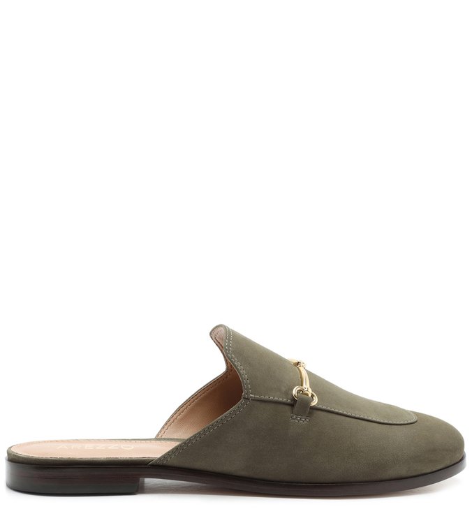 Mule Mocassim Nobuck Fechada Coentro