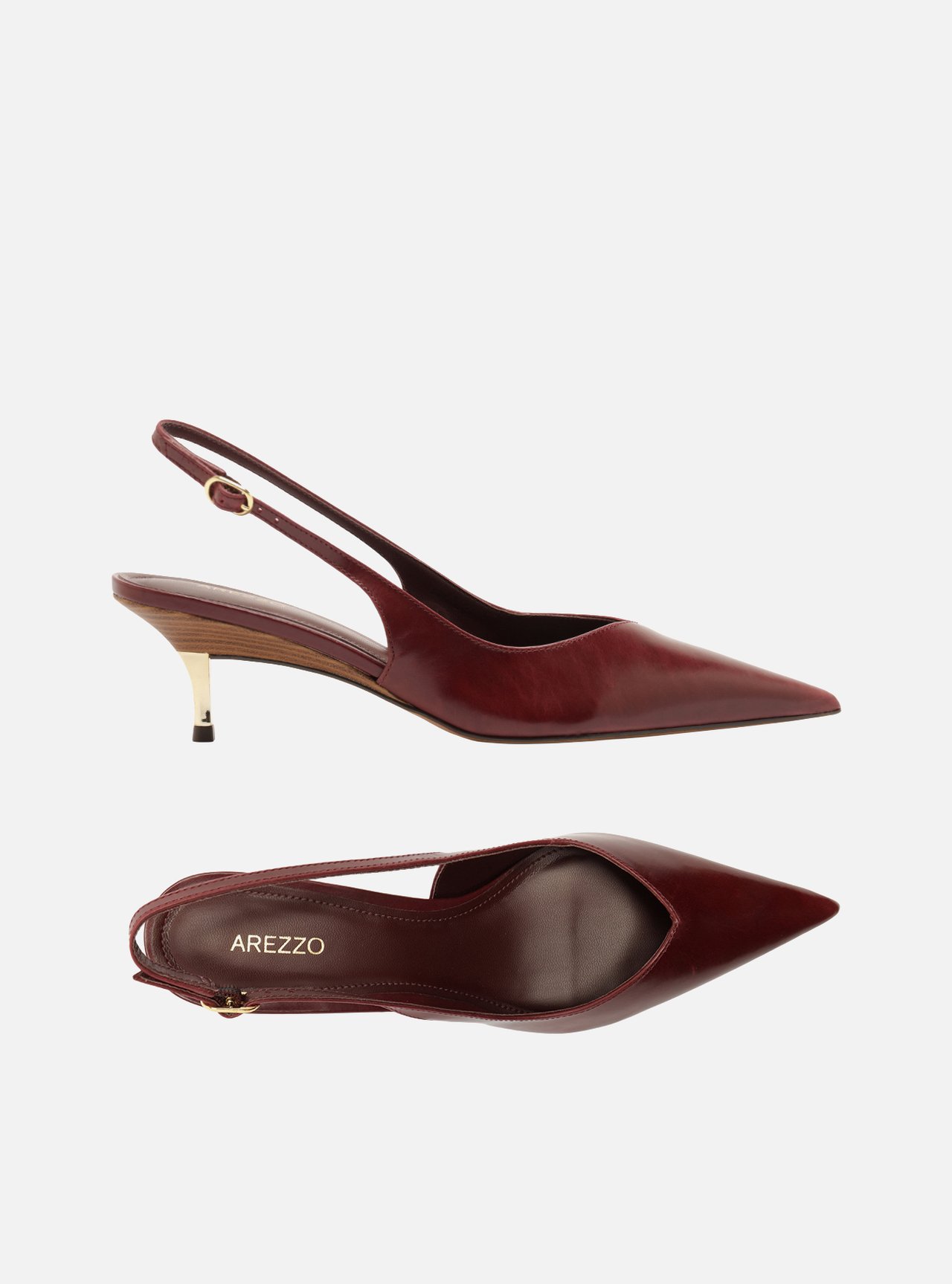 Scarpin Vermelho Couro Salto Fino Fivela Slingback — foto 5