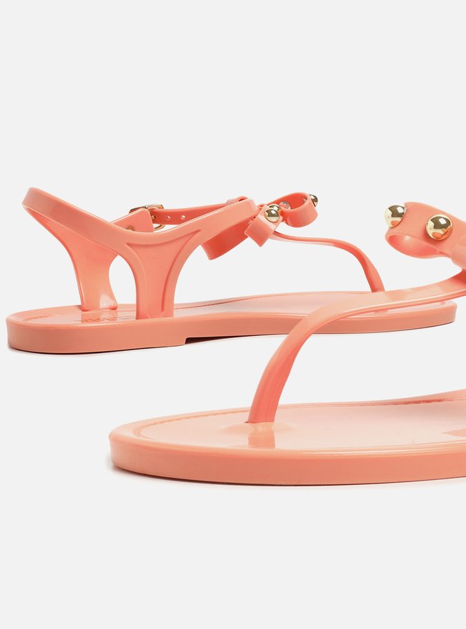 Rasteira Laranja Coral Laço Brizza