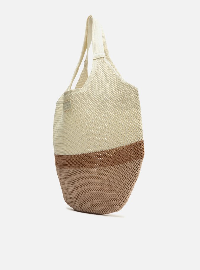 Bolsa Shopping Off-White Colorida Crochê Grande