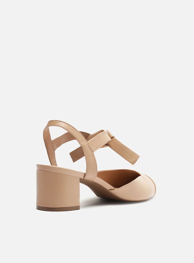Scarpin Nude Salto Bloco Amarração