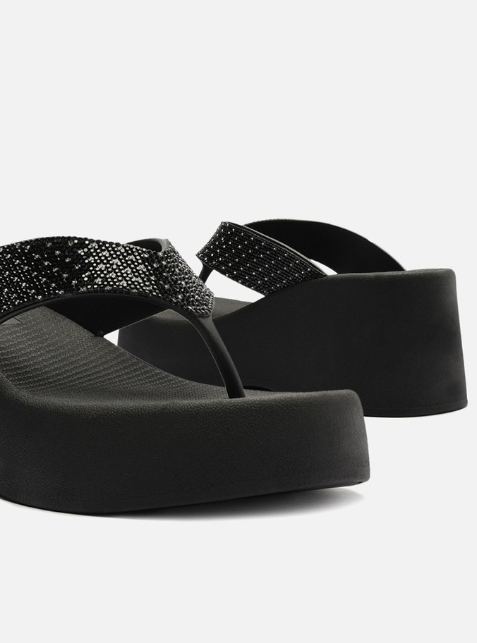 Tamanco Preto Flatform Brilho