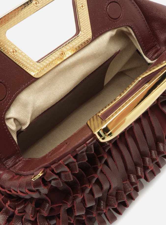 Bolsa Tiracolo Vinho Couro Média Alça Metal