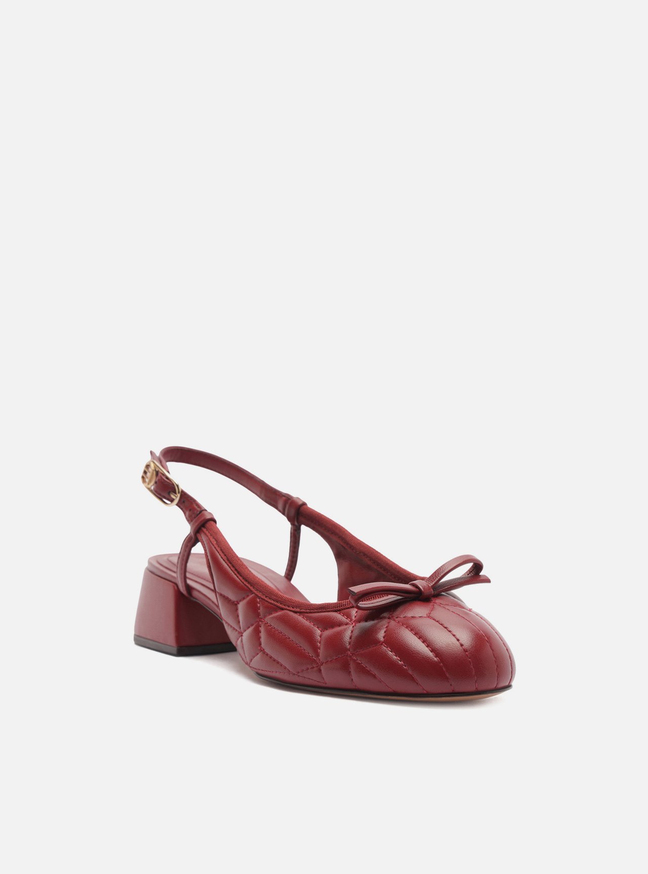 Scarpin Vermelho Salto Bloco Matelassê Slingback — foto 2