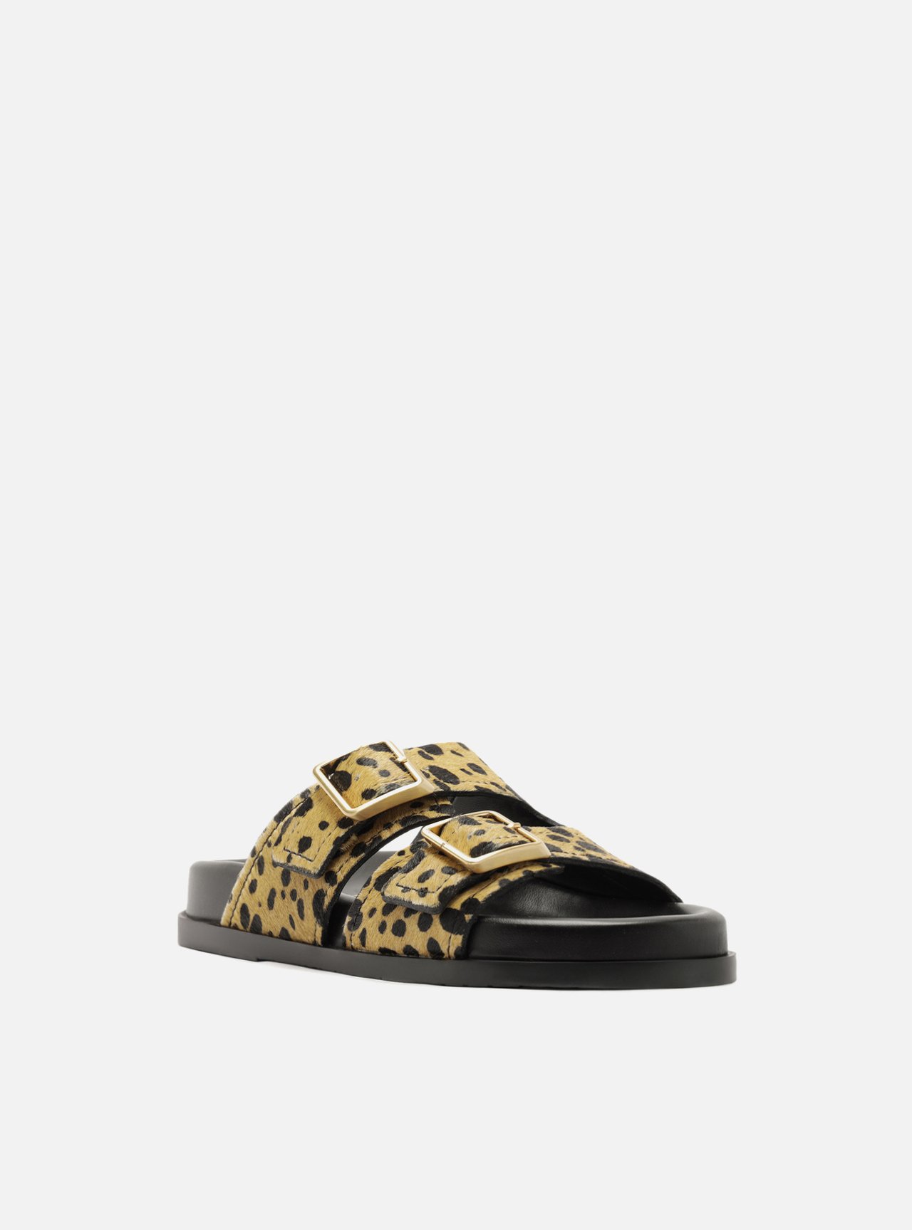 Sandália Papete Animal Print Natural Tiras Fivelas — foto 2