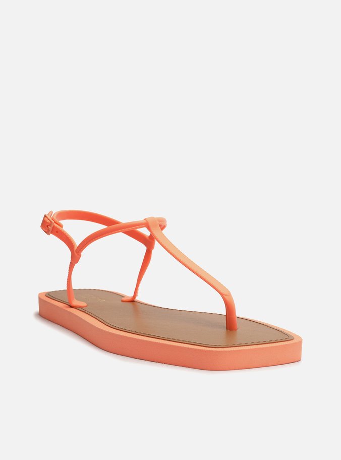 Sandália Rasteira Laranja Slim Square Brizza