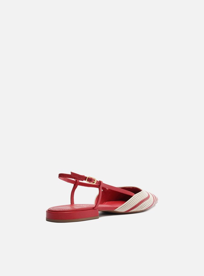 Sapatilha Vermelha Couro Slingback Bicolor