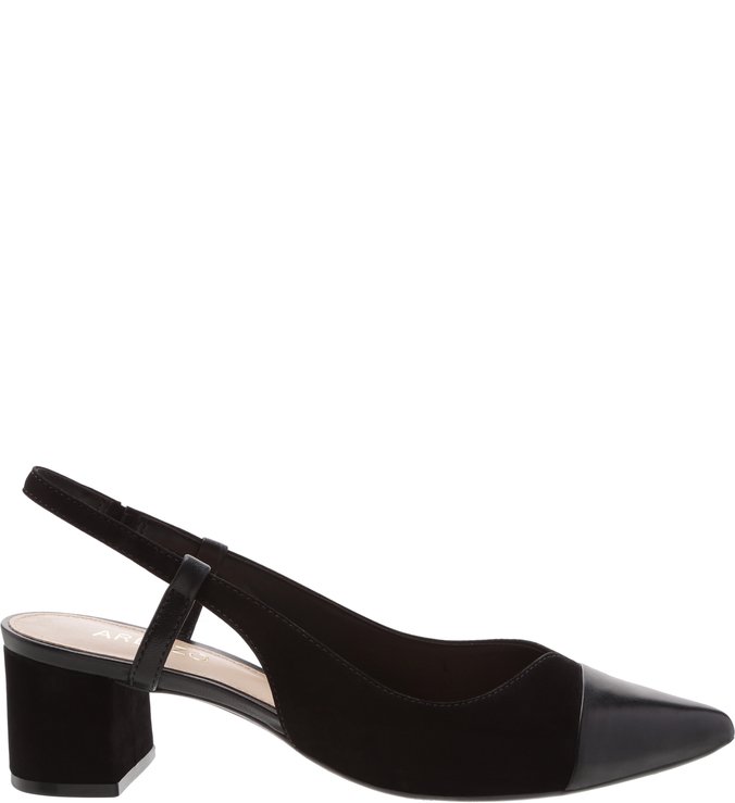 Scarpin Nobuck Cap Toe Slingback Preto