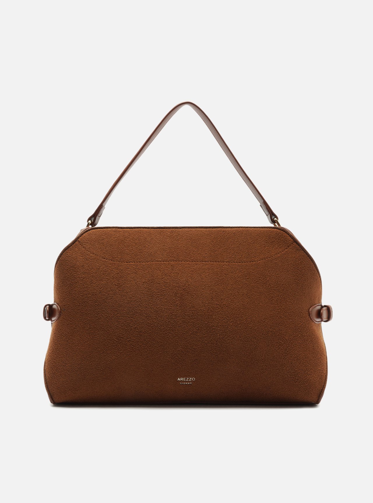 Bolsa Tote Marrom Acamurçada Média Metais — foto 1