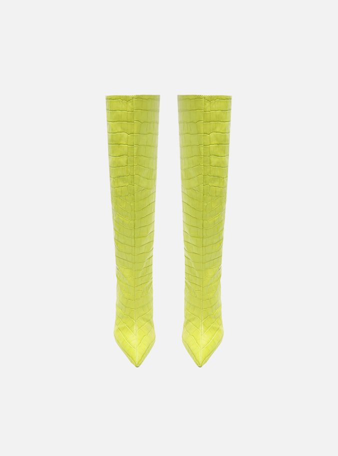 Bota Verde Lima Croco Cano Alto Miranda