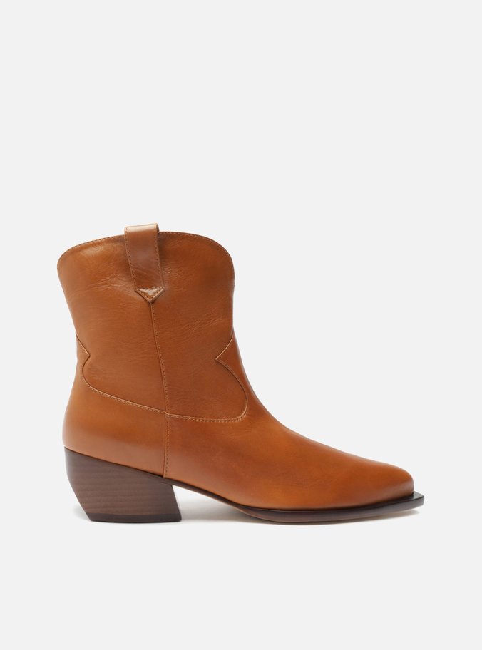 Bota Marrom Couro Cano Curto Western