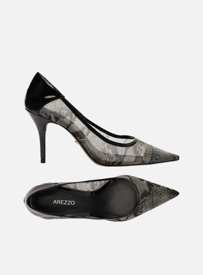 Scarpin Snake Tela Salto Alto Fino