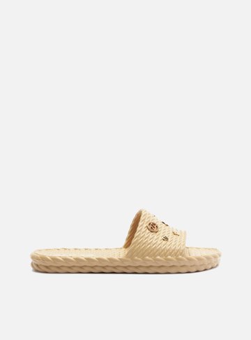Arezzo — Slide Nude Flatform Tressê Metais Brizza