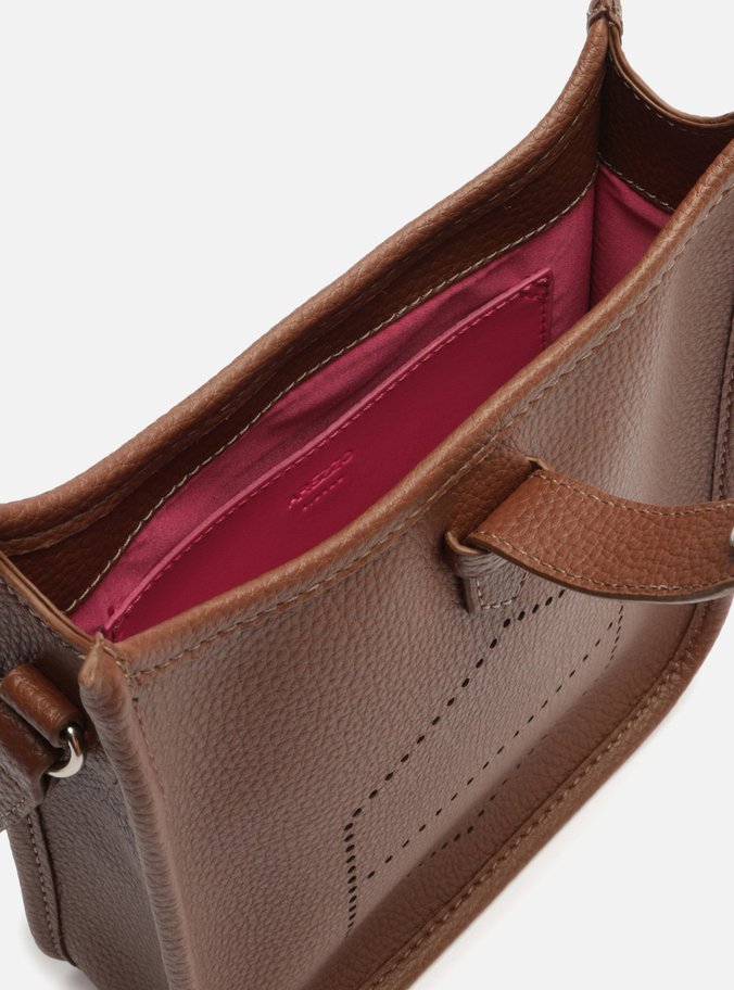 Bolsa Tiracolo Marrom Média Logo Perfurado