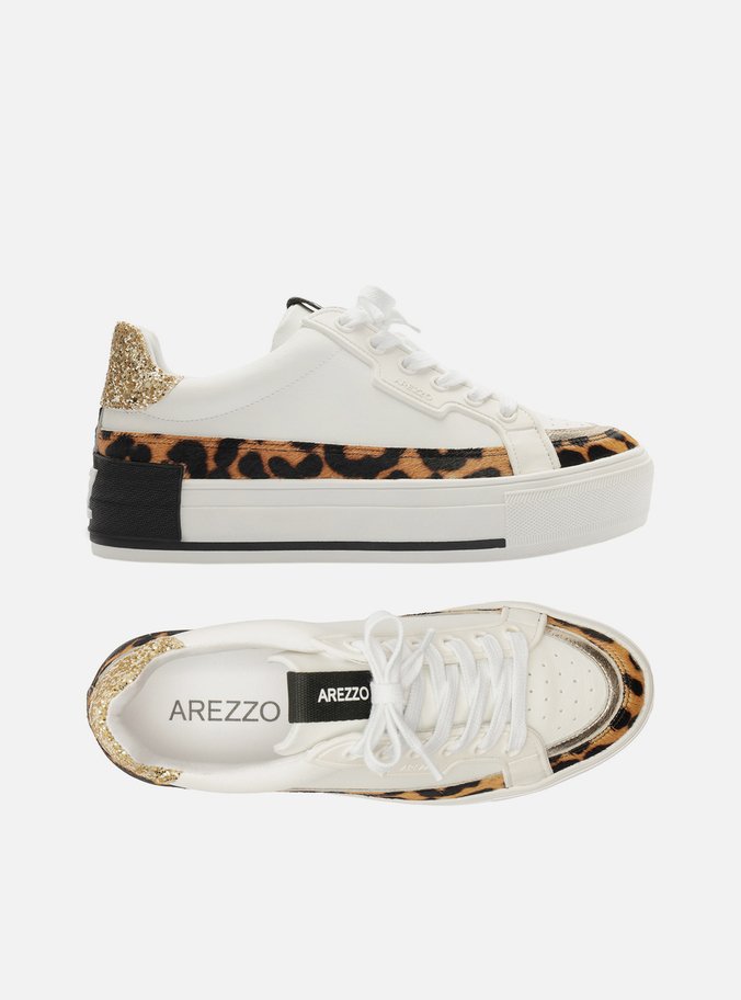 Tênis Branco Animal Print Flatform