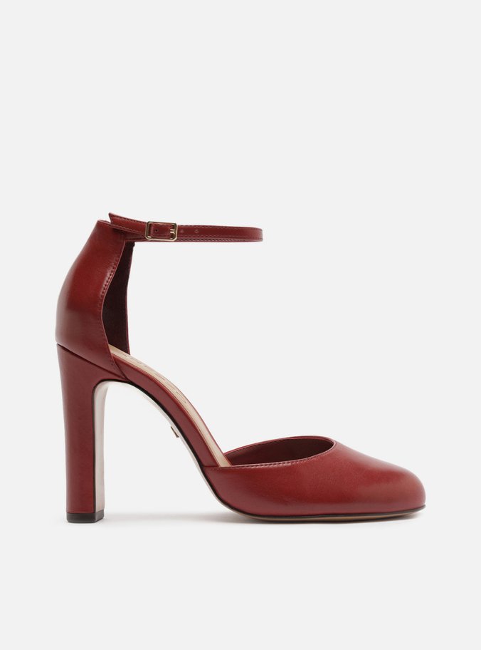 Sapato Boneca Vermelho Couro Salto Bloco