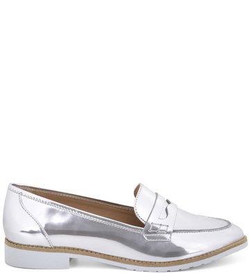 Mocassim Solado-Branco Specchio Prata