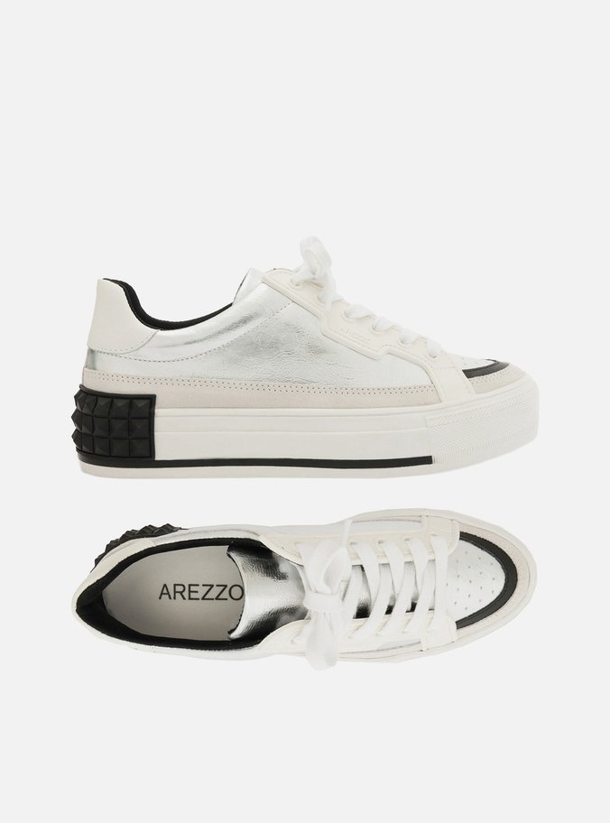Tênis Prata Flatform Amarração Spikes