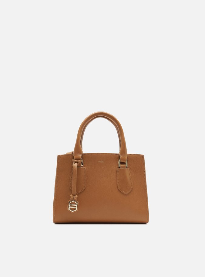 Bolsa Tote Marrom Couro Pequena Bag Charm Metal