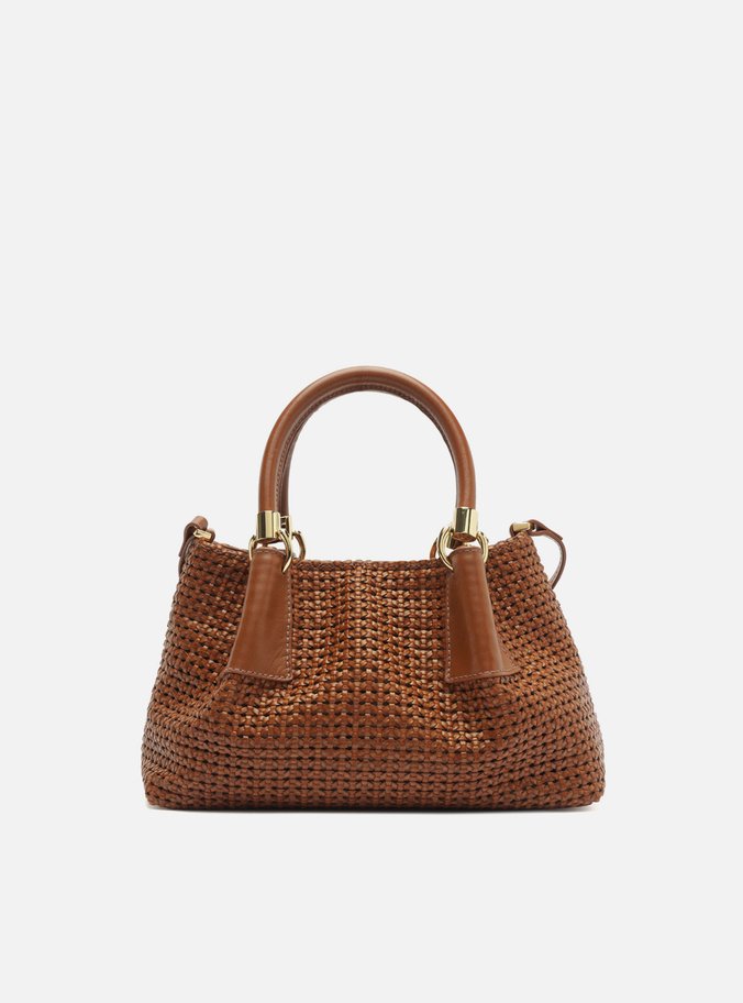 Bolsa Tote Marrom Couro Tramada Média