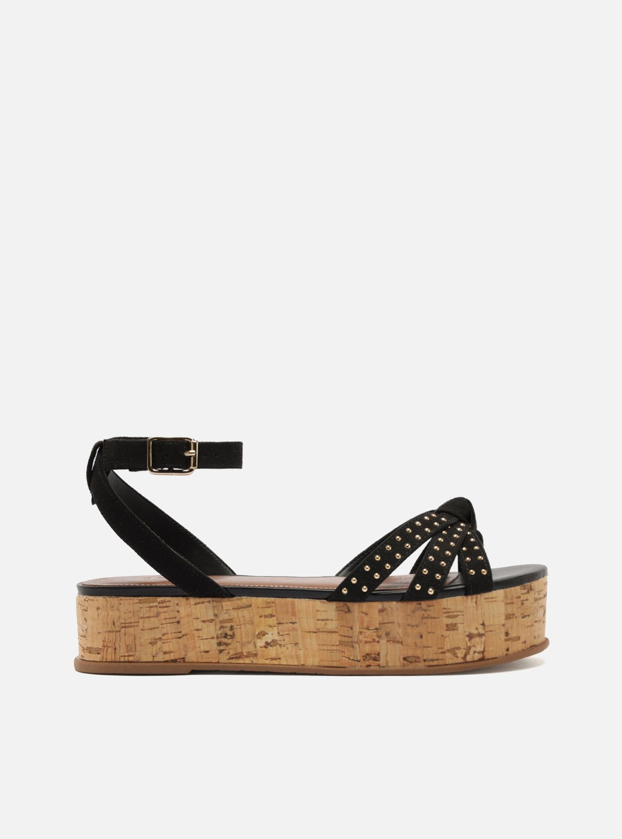 Sandália Preta Acamurçada Flatform Tachas — foto 1