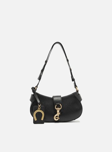 Bolsa Tiracolo Preta Couro Pequena Bag Charm