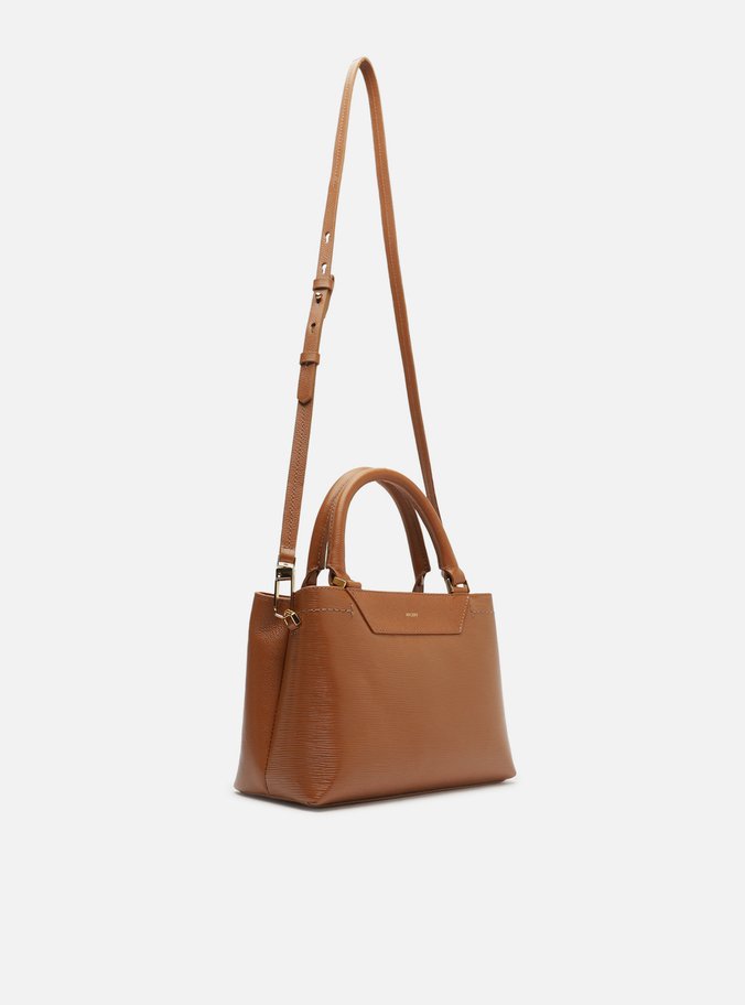 Bolsa Tote Marrom Couro Textura Média