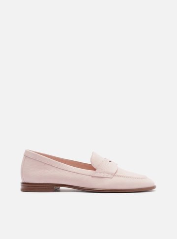 Mocassim Rosa Soft Couro Bico Redondo Tira