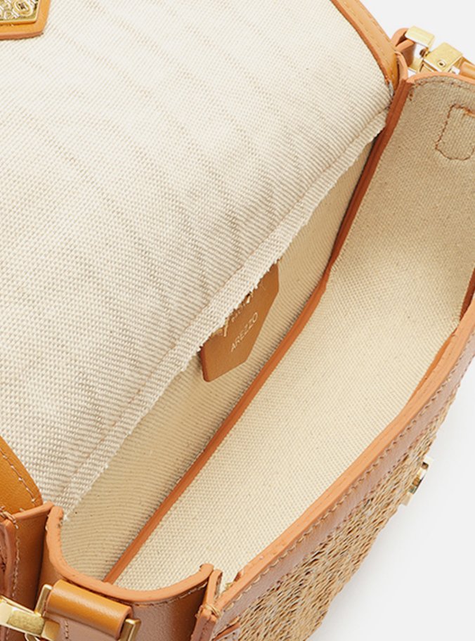 Bolsa Tiracolo Marrom Couro A001 Natural Média