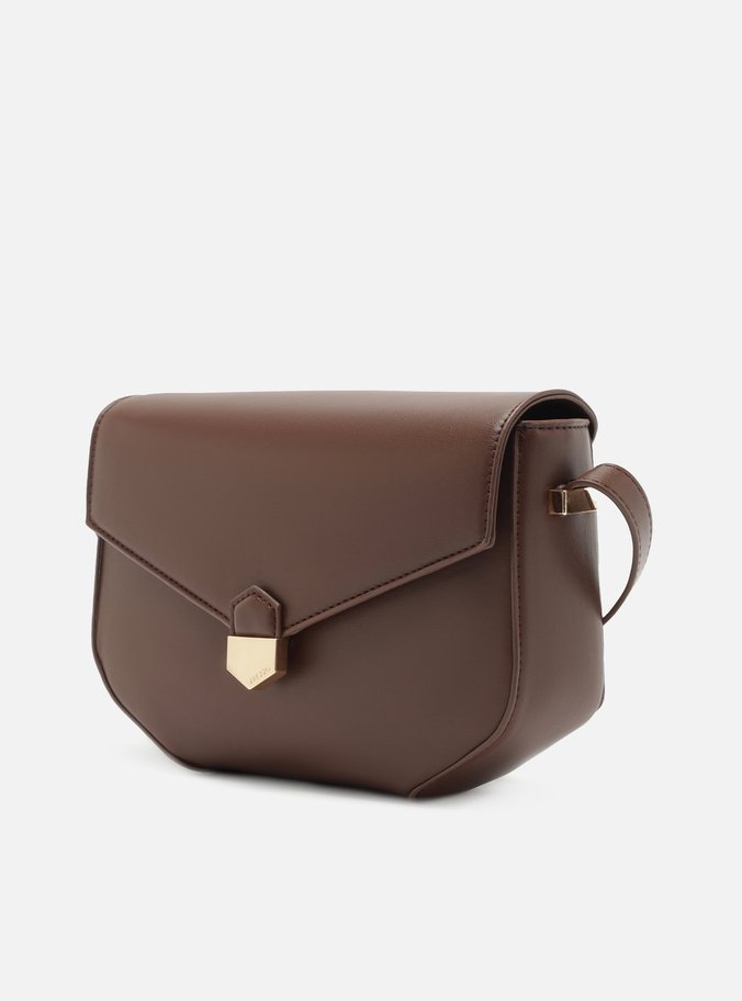 Bolsa Tiracolo Marrom Botão Média