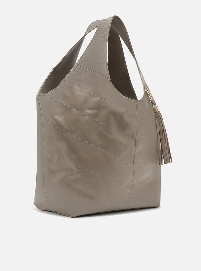 Bolsa Hobo Cinza Couro Ísis Grande