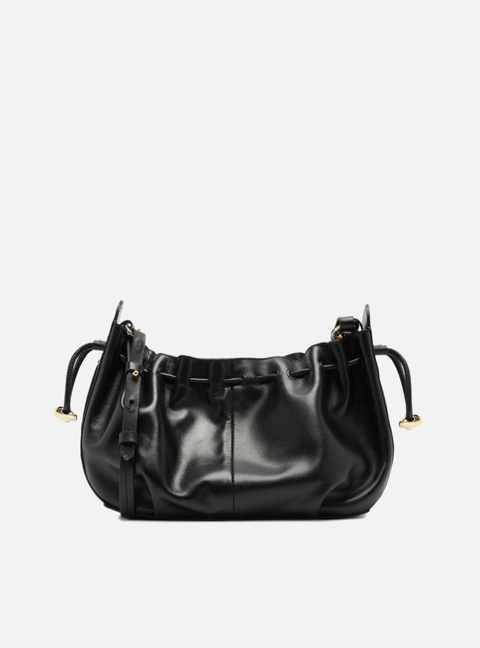 Bolsa Shoulder Preta Couro Grande Corrente