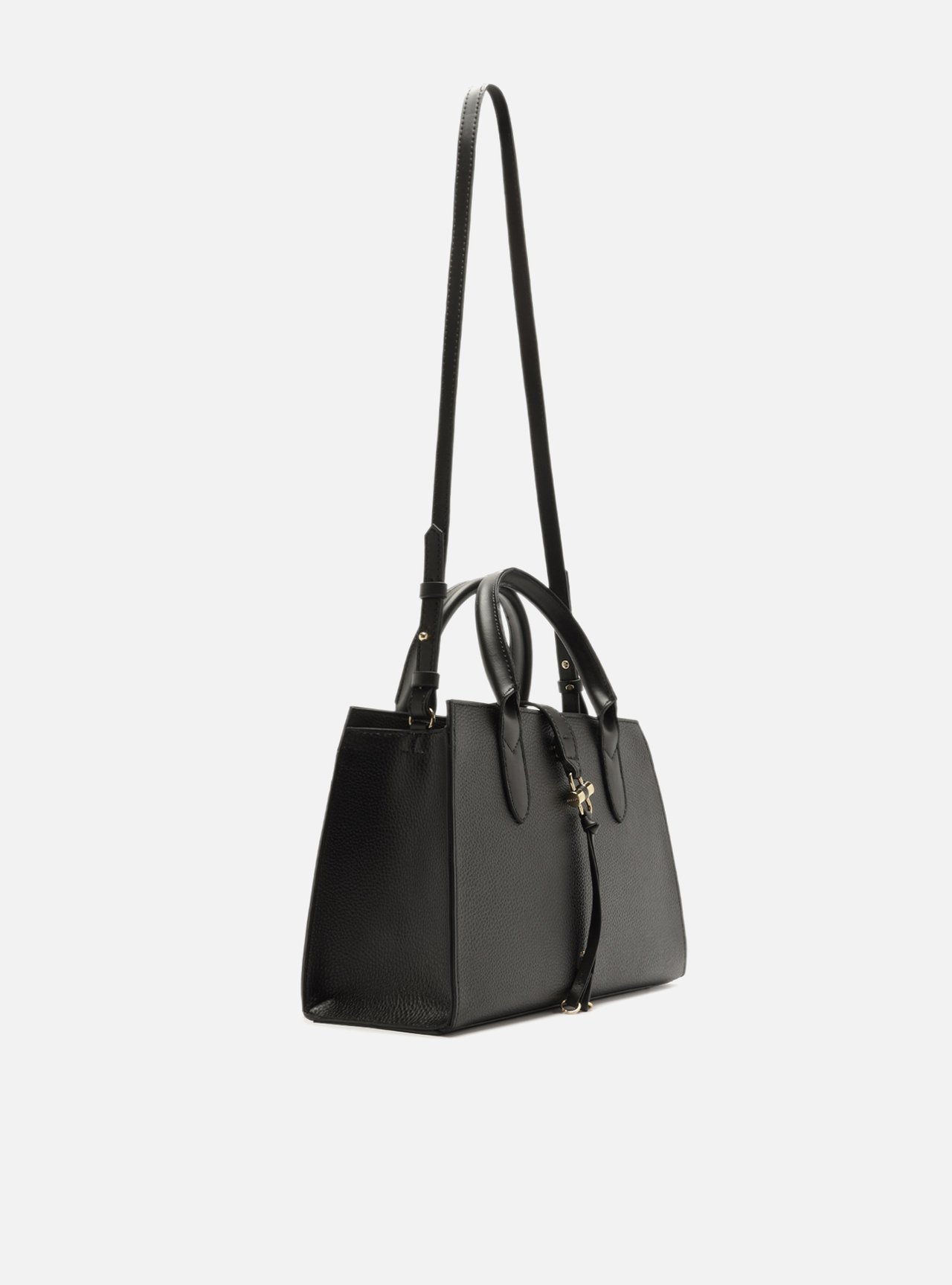 Bolsa Tote Preta Grande Detalhe Tiras Metal — foto 5