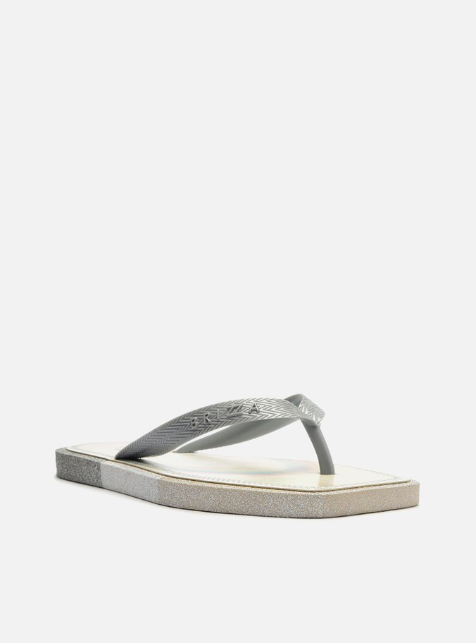 Chinelo de Dedo Prata Glitter Square Brizza