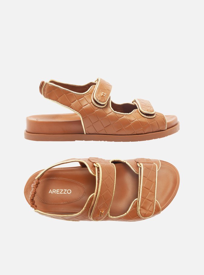 Sandália Papete Marrom Tressê Velcro