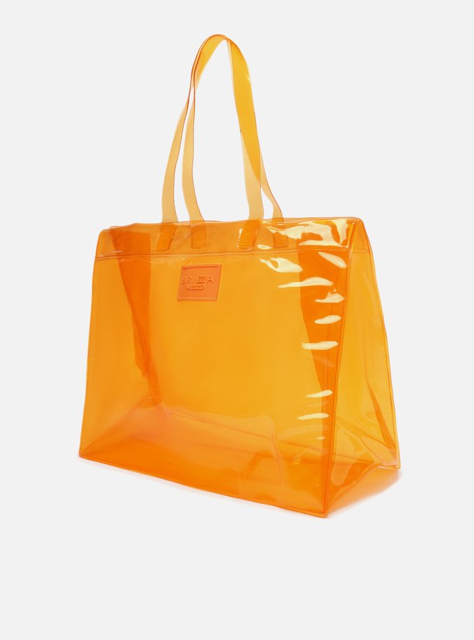 Bolsa Laranja Shopping Transparente Brizza