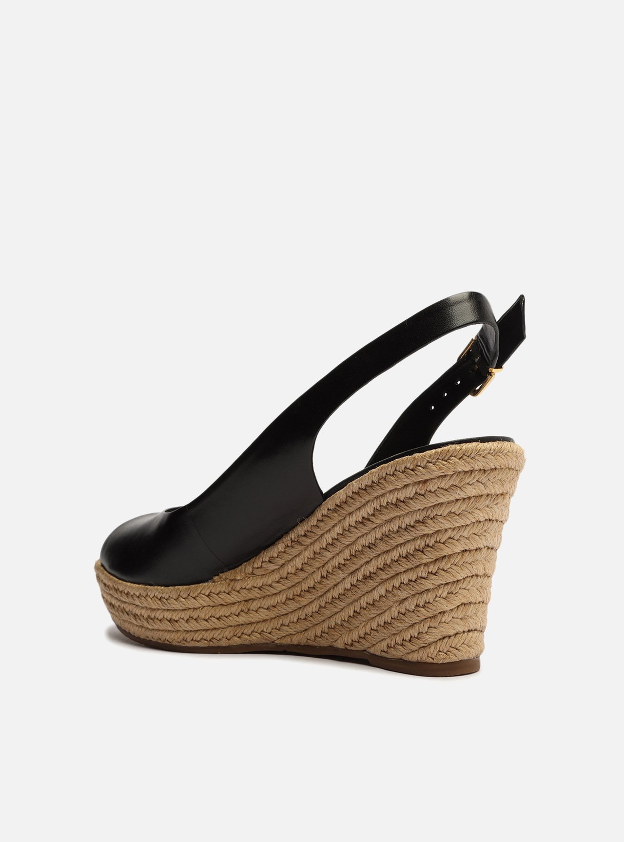 Sandália Preta Couro Plataforma Slingback — foto 2