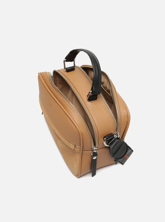 Bolsa Tiracolo Camurcina Prione Média Natural Tan