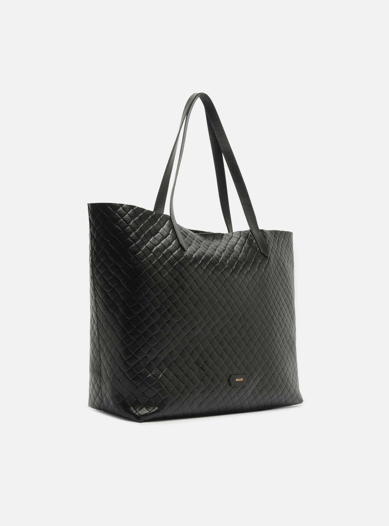 Bolsa Shopping Preta Couro Grande Tressê — foto 5